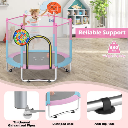 60 inch Kids Trampoline Toddler Recreational Trampoline with Basketball Hoop, Macaron Trampolines at Gallery Canada