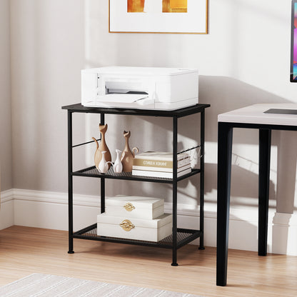 3-Tier Kitchen Serving Cart Utility Standing Microwave Rack with Hooks, Black Baker's Racks at Gallery Canada