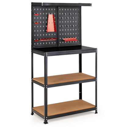 Tool Storage Workbench with Peg Board 2 Lower Shelves 14 Hanging Accessories, Black Garages at Gallery Canada