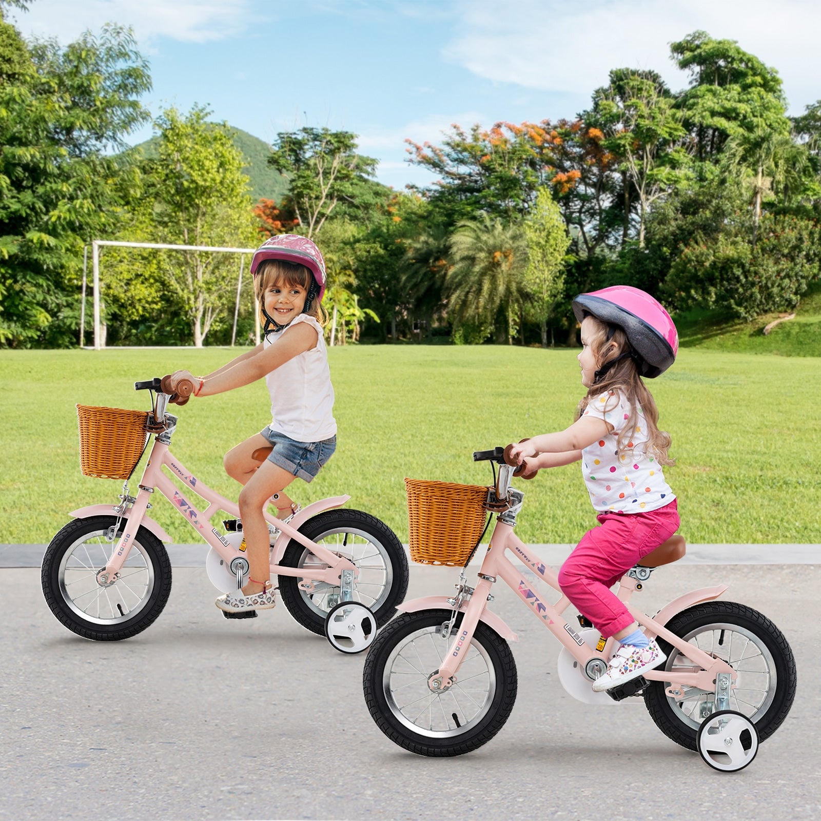12 Inch Kids Bike Retro Bicycle with Adjustable Height and Basket for Ages 3-8 Years Old, Pink Kids Bike at Gallery Canada