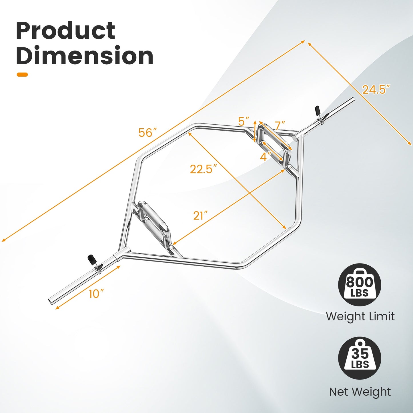 Olympic Hex Trap Bar with 2 Spring Collars and Foldable Handle, Silver Weights Accessories at Gallery Canada