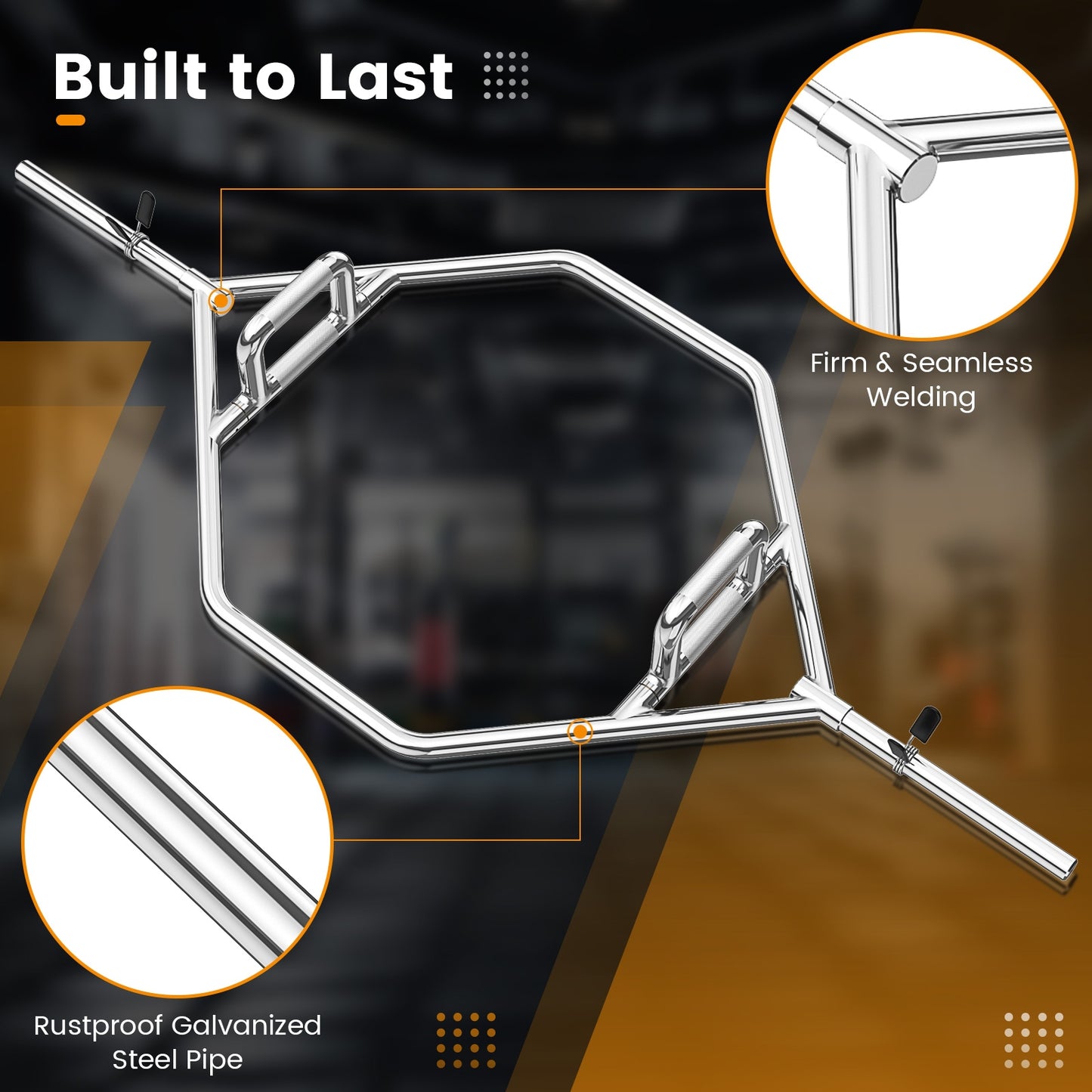 Olympic Hex Trap Bar with 2 Spring Collars and Foldable Handle, Silver Weights Accessories at Gallery Canada