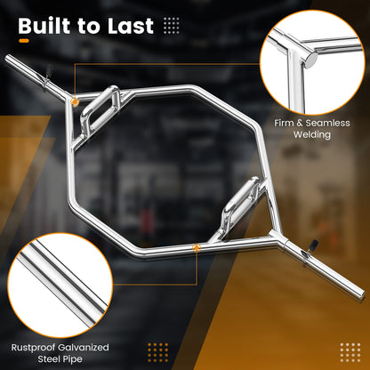 Olympic Hex Trap Bar with 2 Spring Collars and Foldable Handle, Silver Weights Accessories at Gallery Canada