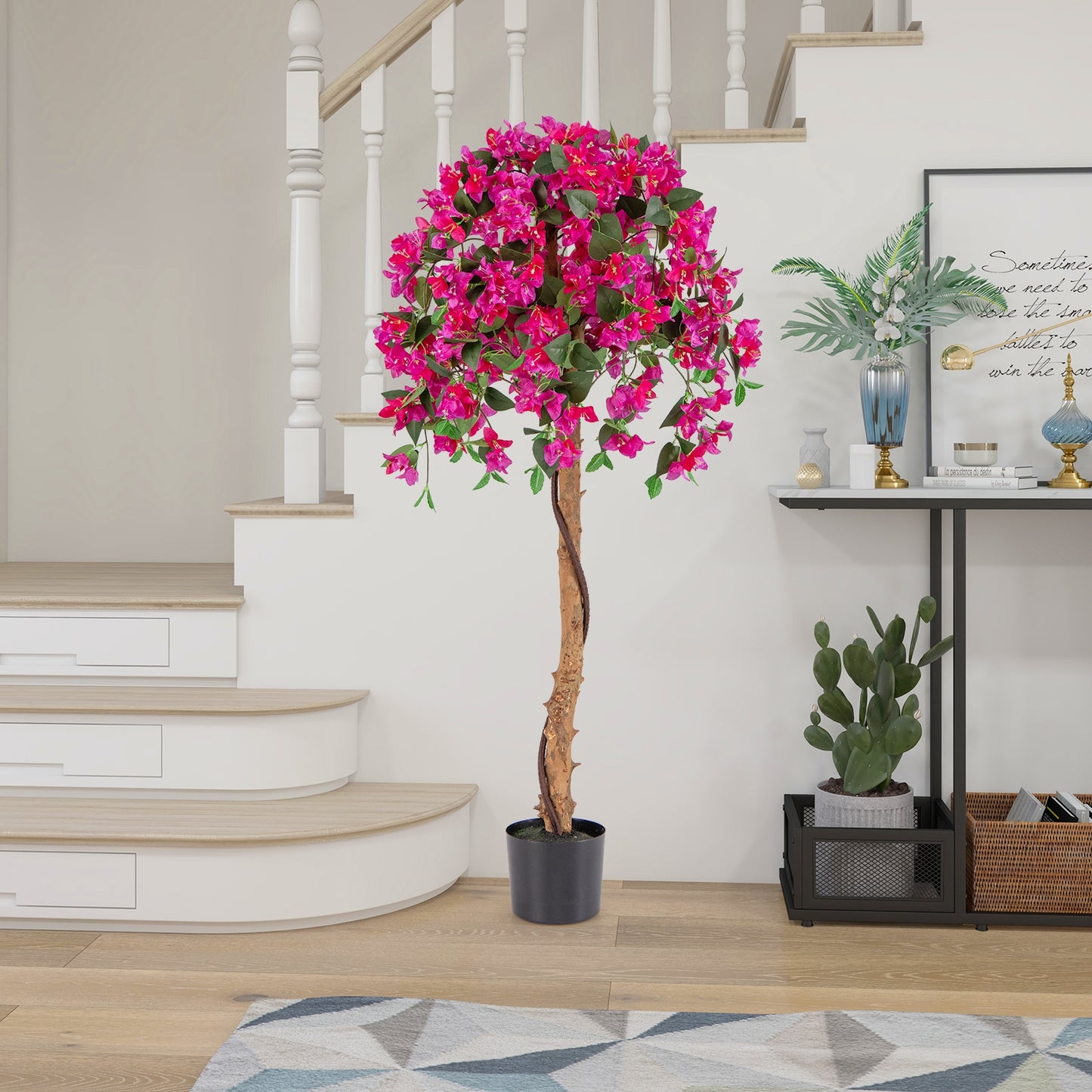 Set of 2 4.5 Feet Artificial Azalea Tree with Cement Pot, Red Faux Plants at Gallery Canada