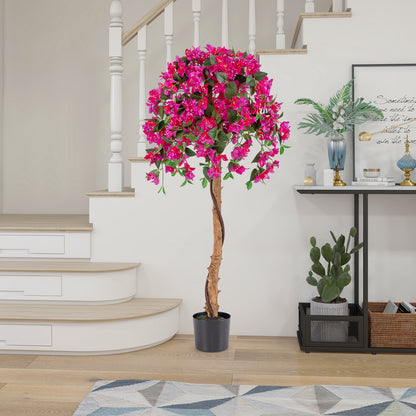 Set of 2 4.5 Feet Artificial Azalea Tree with Cement Pot, Red Faux Plants at Gallery Canada