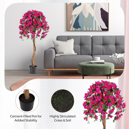 Set of 2 4.5 Feet Artificial Azalea Tree with Cement Pot, Red Faux Plants at Gallery Canada