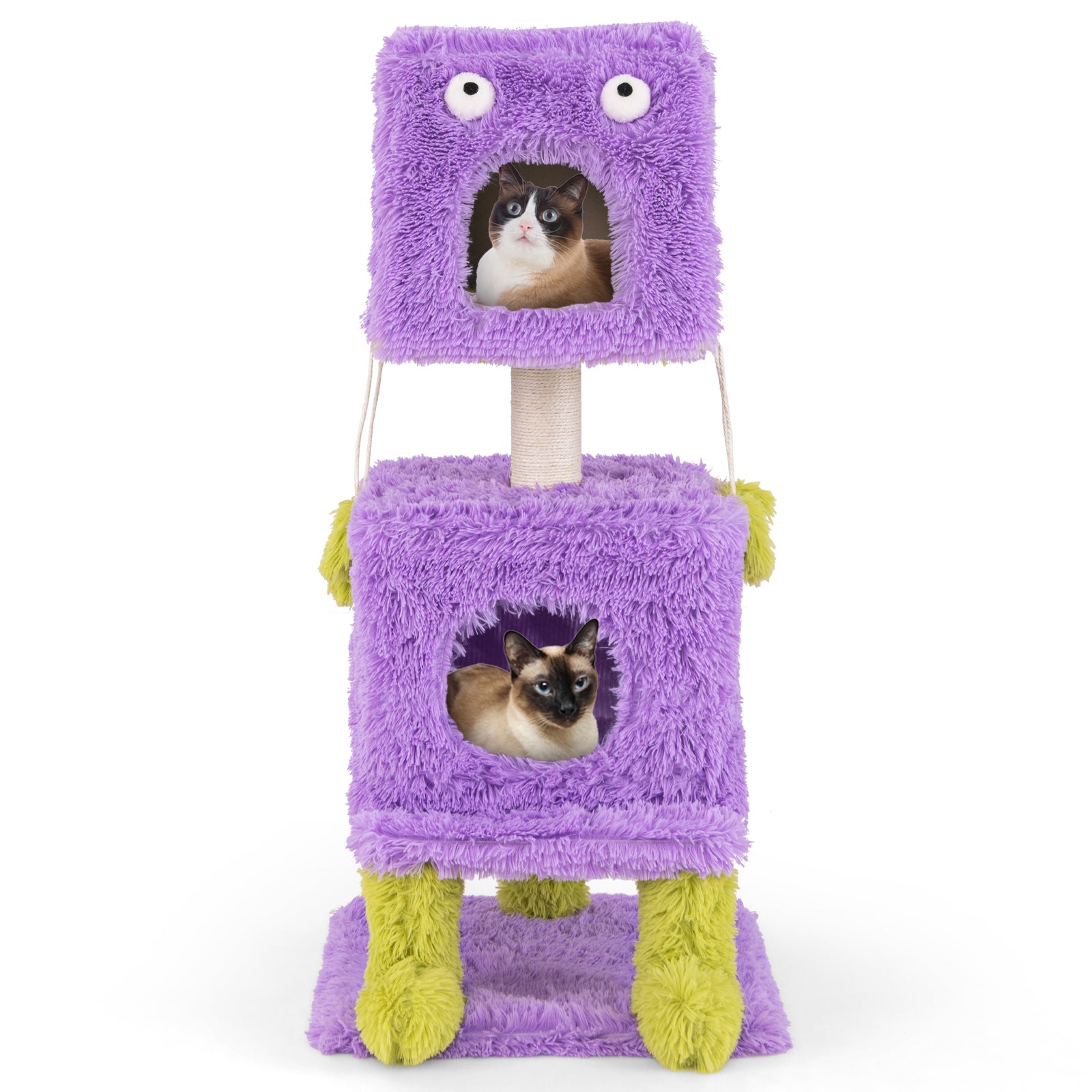 Cute Monster-Themed Cat Tower with 2 Private Condos for Small Place, Purple Cat Trees Condos & Scratchers at Gallery Canada