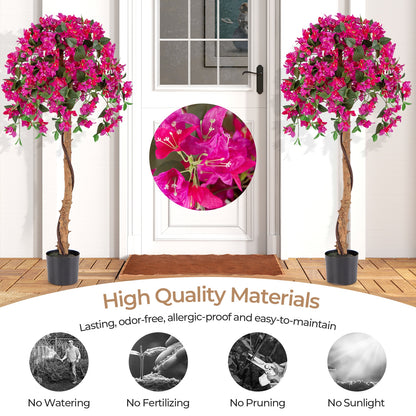 Set of 2 4.5 Feet Artificial Azalea Tree with Cement Pot, Red Faux Plants at Gallery Canada