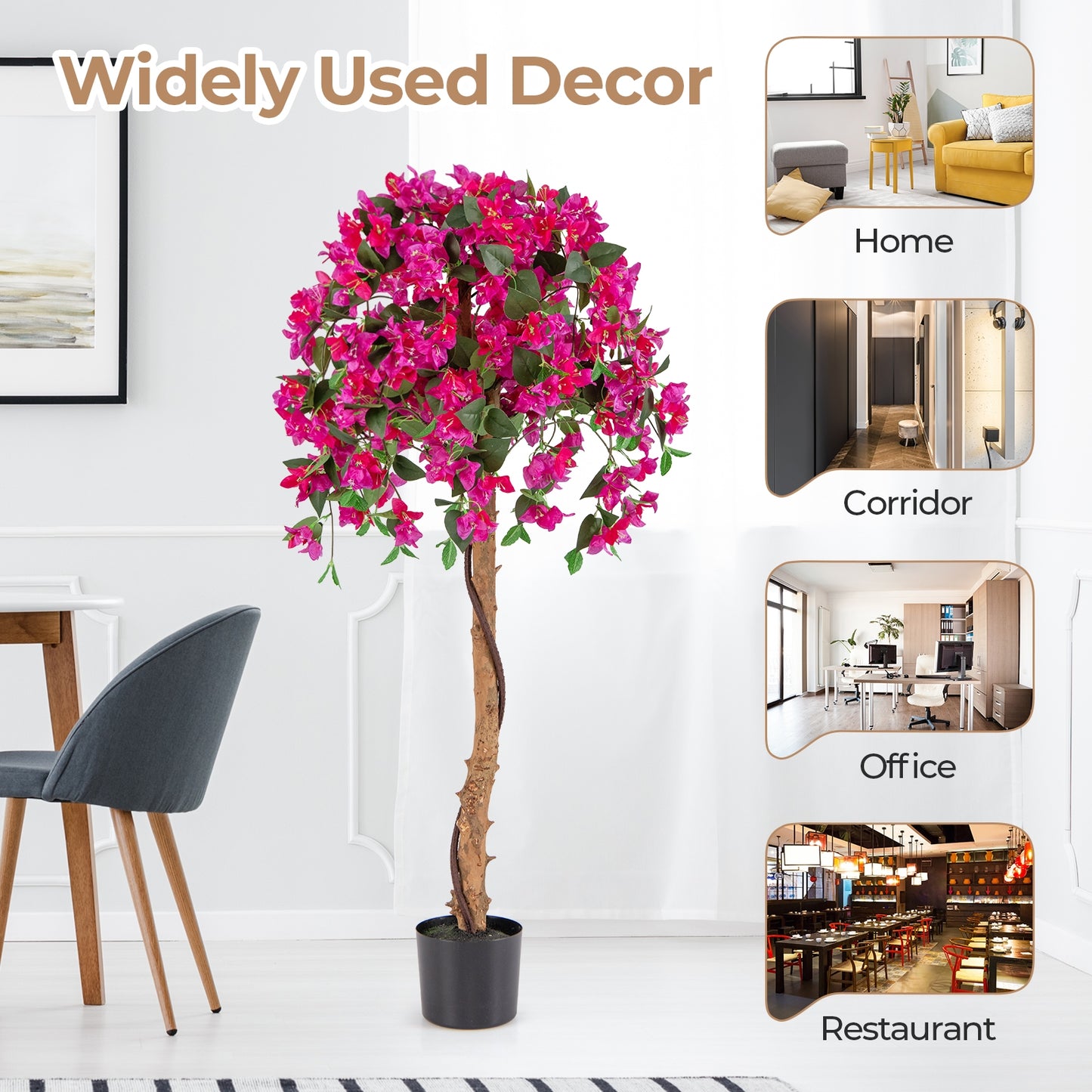 Set of 2 4.5 Feet Artificial Azalea Tree with Cement Pot, Red Faux Plants at Gallery Canada