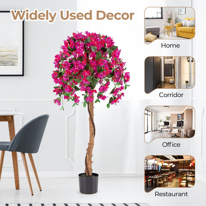 Set of 2 4.5 Feet Artificial Azalea Tree with Cement Pot, Red Faux Plants at Gallery Canada