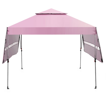10 x 17.6 Feet Pop-Up Canopy Tent, Dual Half Awnings, Pink Canopies Pink at Gallery Canada