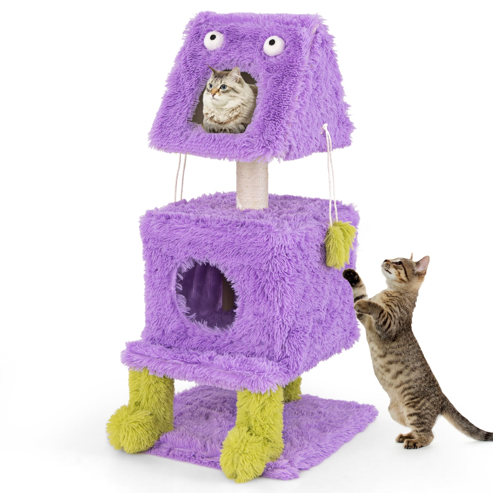 Cute Monster-Themed Cat Tower with 2 Private Condos for Small Place, Purple Cat Trees Condos & Scratchers at Gallery Canada