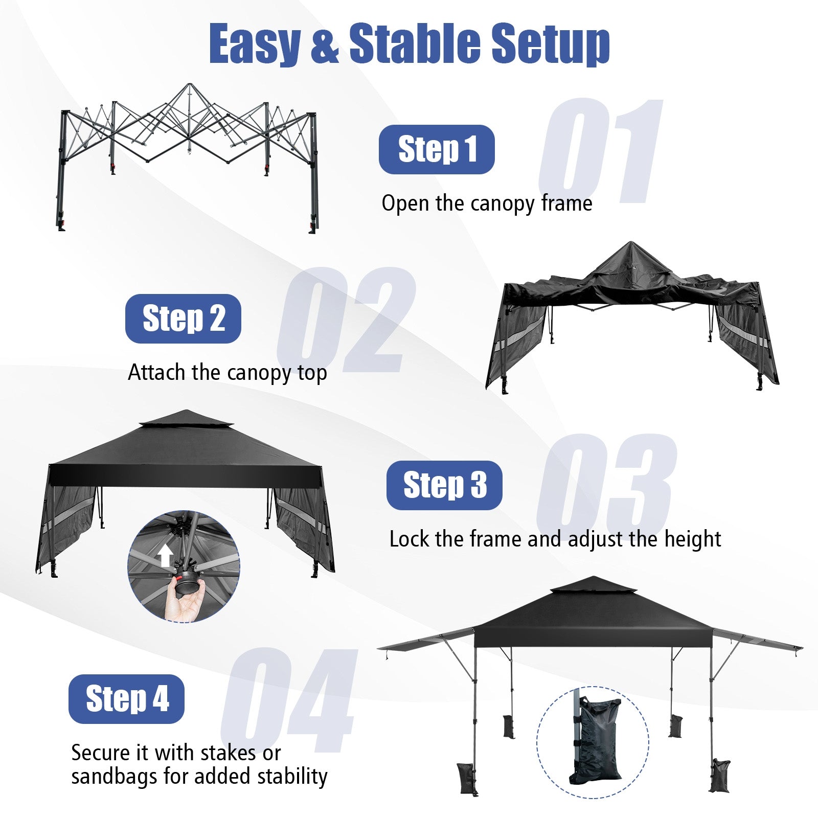 10 x 17.6 Feet Outdoor Pop-Up Canopy Tent, Black Canopies at Gallery Canada