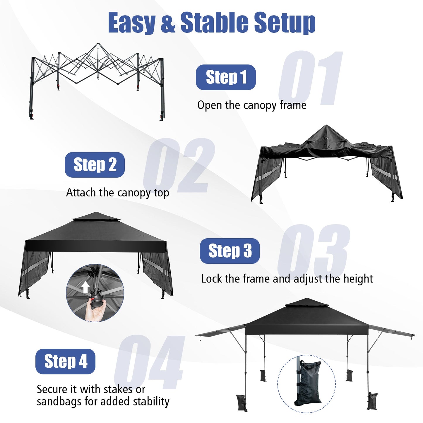 10 x 17.6 Feet Outdoor Pop-Up Canopy Tent, Black Canopies at Gallery Canada