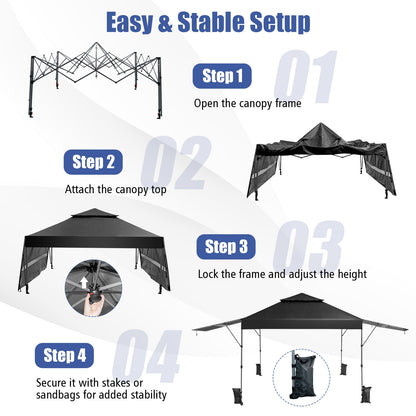 10 x 17.6 Feet Outdoor Pop-Up Canopy Tent, Black Canopies at Gallery Canada