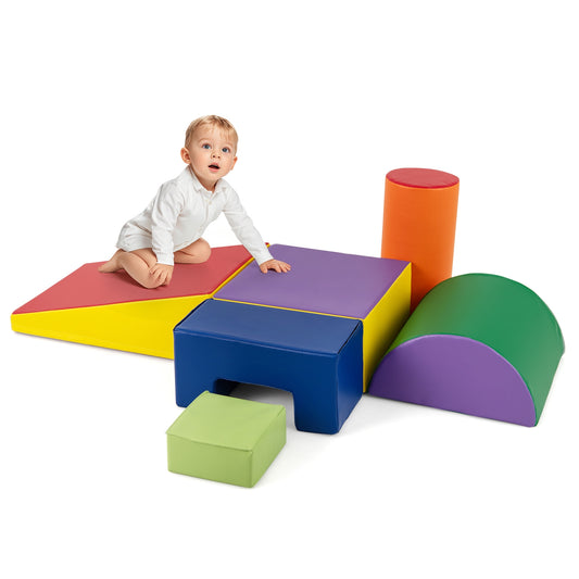 6 Pieces Foam Climbing Blocks, Indoor Climb Crawl Activity Playset, Purple Climbers & Slides Purple at Gallery Canada