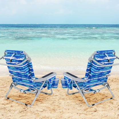 Foldable Beach Chair With Cup Holder, Storage Pockets, 2 Pack, Navy Beach & Lawn Chairs at Gallery Canada
