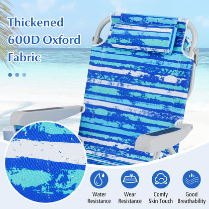 Foldable Beach Chair With Cup Holder, Storage Pockets, 2 Pack, Navy Beach & Lawn Chairs at Gallery Canada