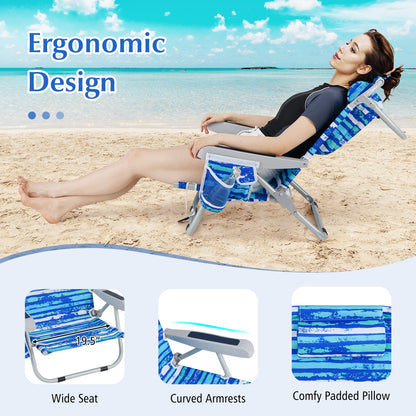 Foldable Beach Chair With Cup Holder, Storage Pockets, 2 Pack, Navy Beach & Lawn Chairs at Gallery Canada