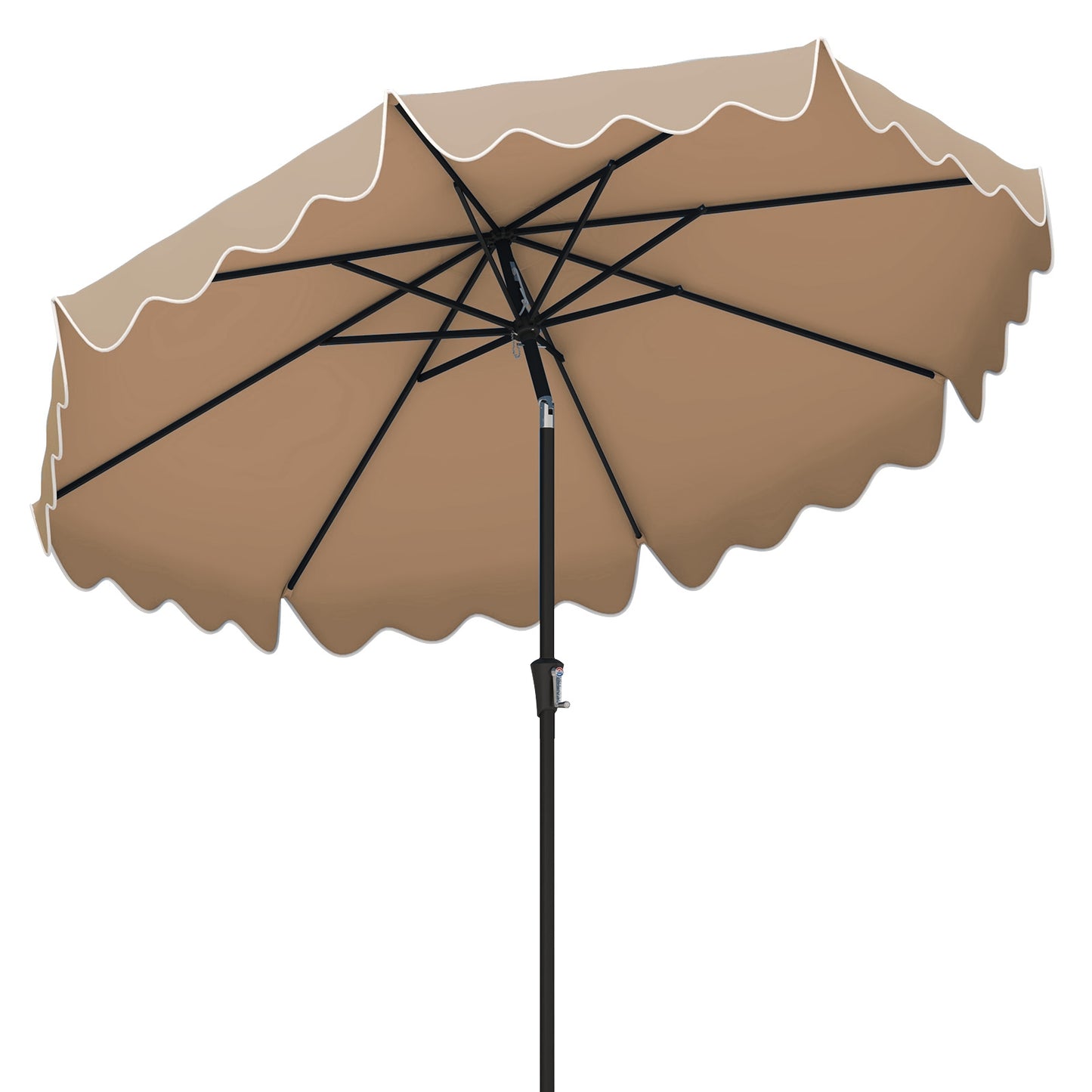 9 Feet Patio Umbrella with Crank Handle and Push Button Tilt, Brown Outdoor Umbrellas Brown at Gallery Canada