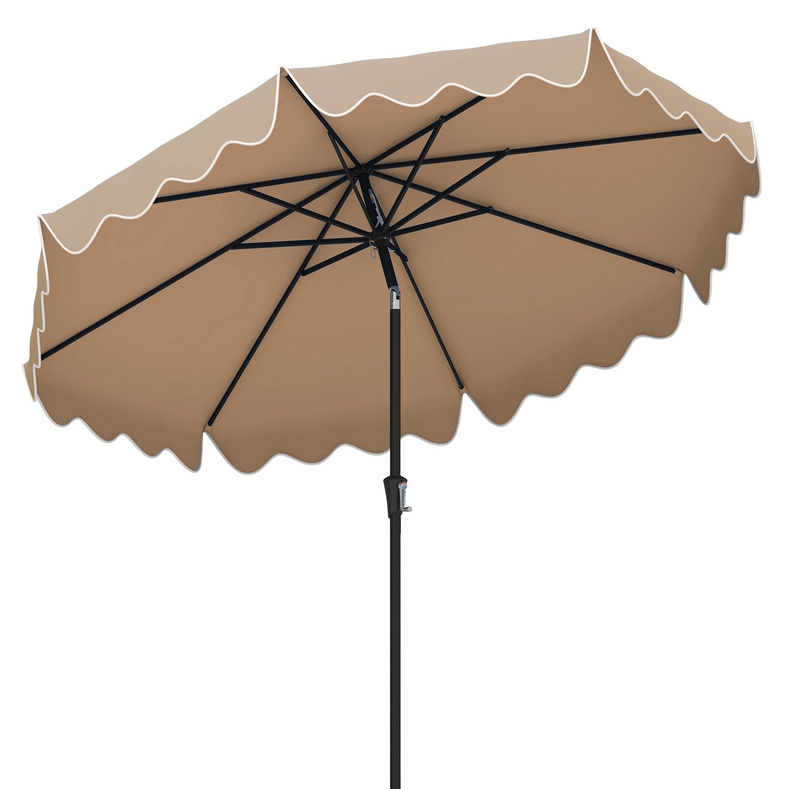 9 Feet Patio Umbrella with Crank Handle and Push Button Tilt, Brown Outdoor Umbrellas Brown at Gallery Canada