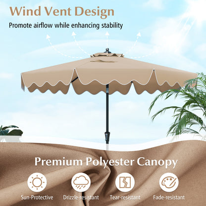 9 Feet Patio Umbrella with Crank Handle and Push Button Tilt, Brown Outdoor Umbrellas at Gallery Canada