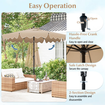 9 Feet Patio Umbrella with Crank Handle and Push Button Tilt, Brown Outdoor Umbrellas at Gallery Canada