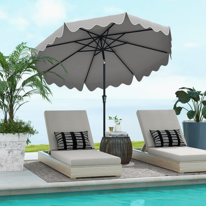 9 Feet Patio Umbrella with Crank Handle and Push Button Tilt, Gray Outdoor Umbrellas at Gallery Canada