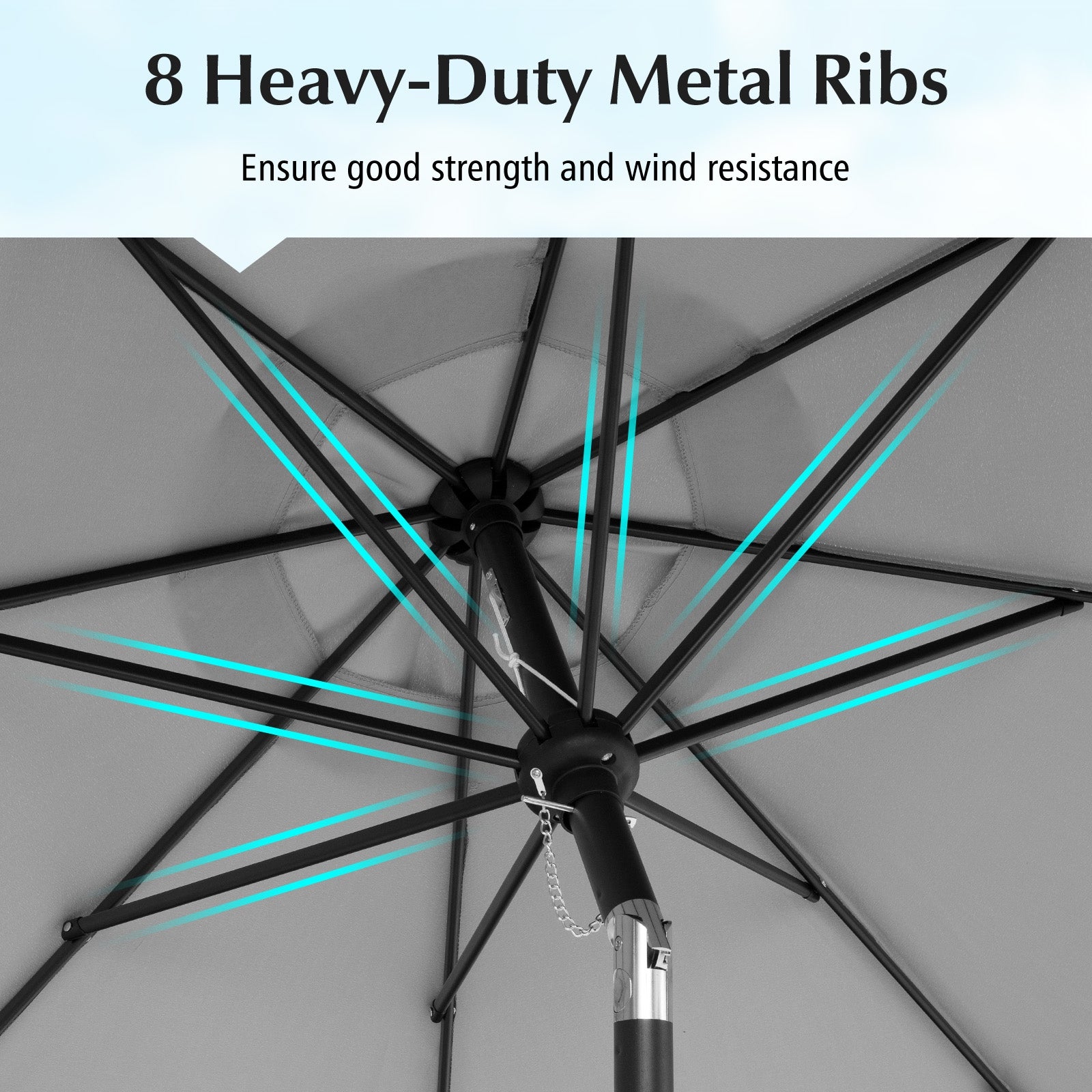 9 Feet Patio Umbrella with Crank Handle and Push Button Tilt, Gray Outdoor Umbrellas at Gallery Canada