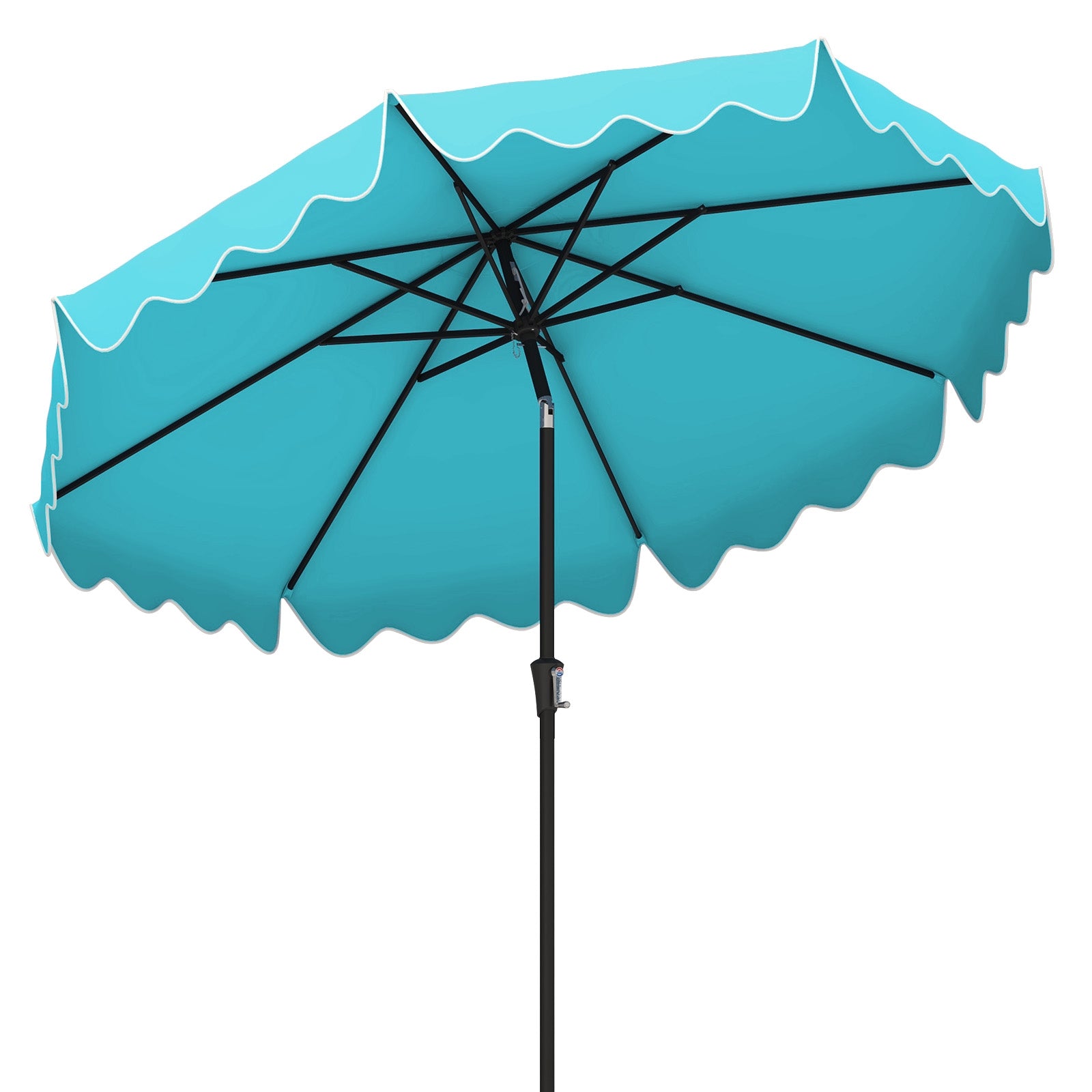 9 Feet Patio Umbrella with Crank Handle and Push Button Tilt, Turquoise Outdoor Umbrellas at Gallery Canada