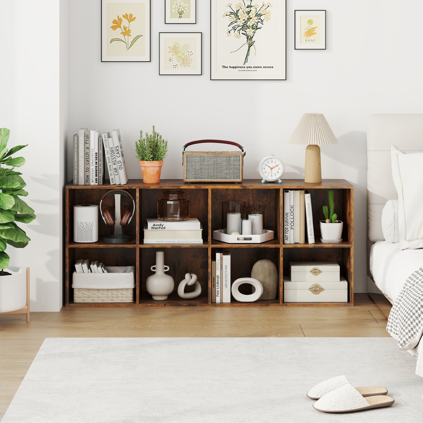 8-Cube Bookcase Bookshelf, Storage Organizer, Rustic Brown Bookcases at Gallery Canada