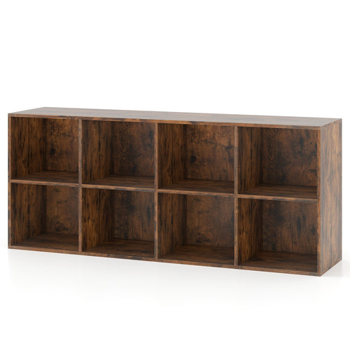 8-Cube Bookcase Bookshelf, Storage Organizer, Rustic Brown