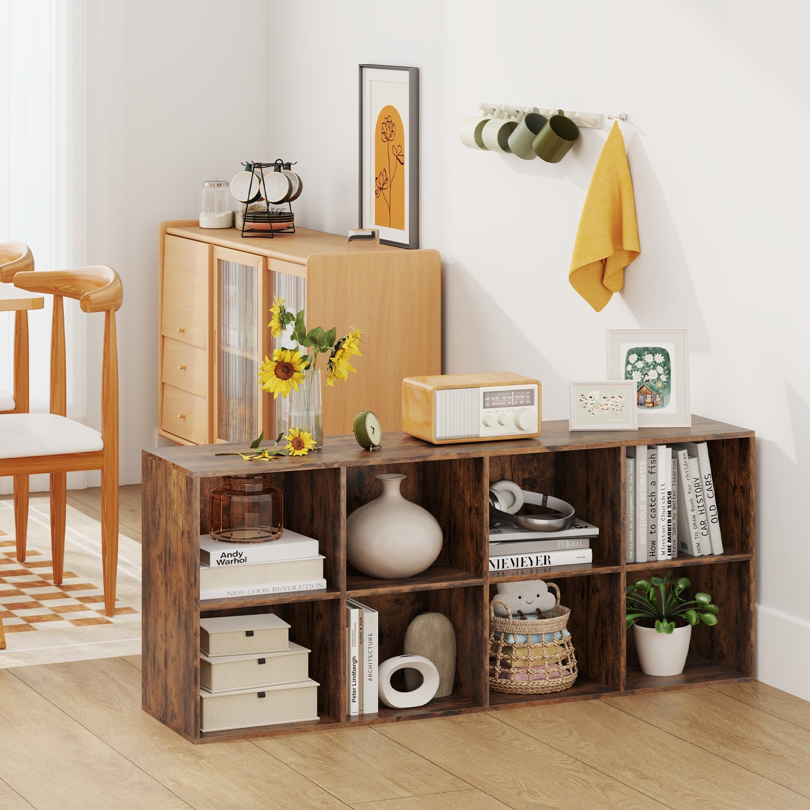 8-Cube Bookcase Bookshelf, Storage Organizer, Rustic Brown Bookcases at Gallery Canada