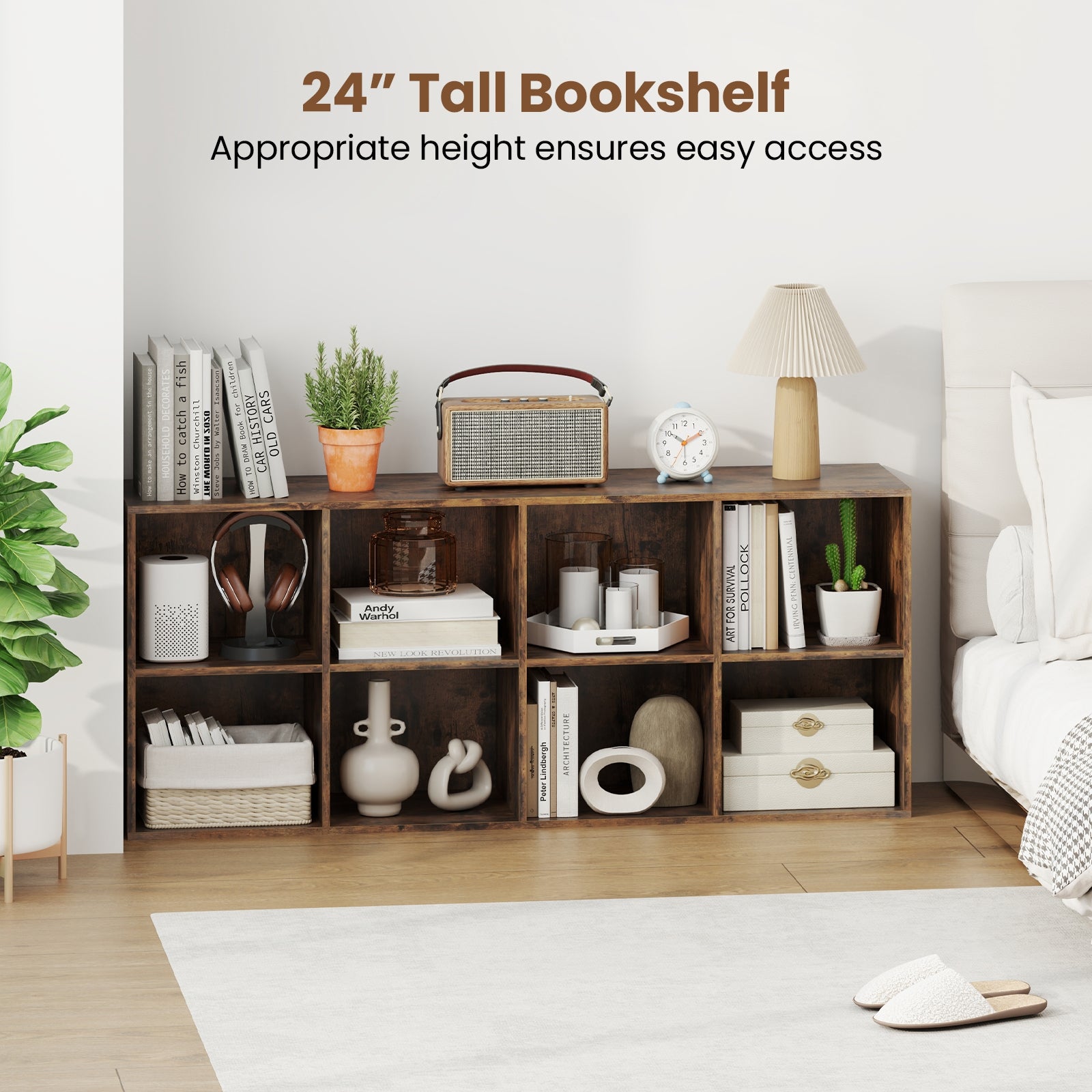 8-Cube Bookcase Bookshelf, Storage Organizer, Rustic Brown Bookcases at Gallery Canada
