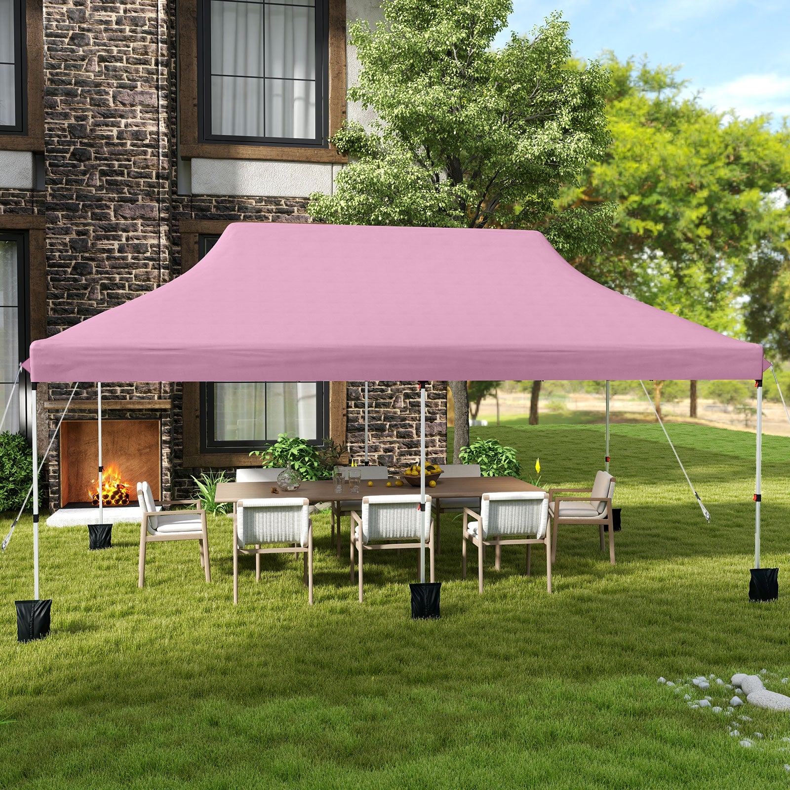 10 X 20 FT Pop up Canopy Tent Foldable Portable Outdoor Gazebo with Carry Bag, Pink Canopies at Gallery Canada