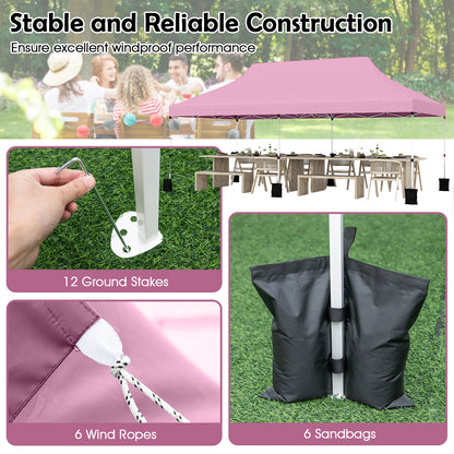 10 X 20 FT Pop up Canopy Tent Foldable Portable Outdoor Gazebo with Carry Bag, Pink Canopies at Gallery Canada