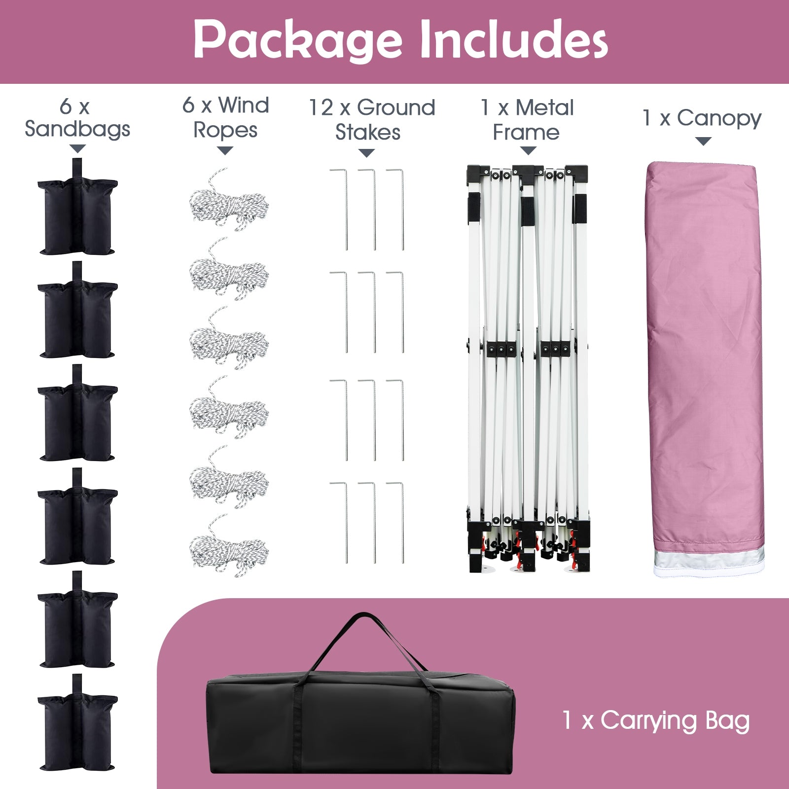 10 X 20 FT Pop up Canopy Tent Foldable Portable Outdoor Gazebo with Carry Bag, Pink Canopies at Gallery Canada