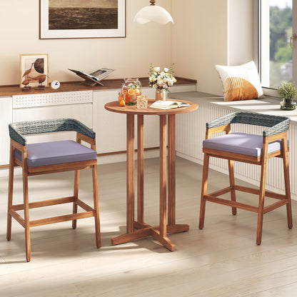 39 Inch Outdoor Acacia Wood Bar Table with Slatted Table Top, Natural Patio Bar Furniture at Gallery Canada