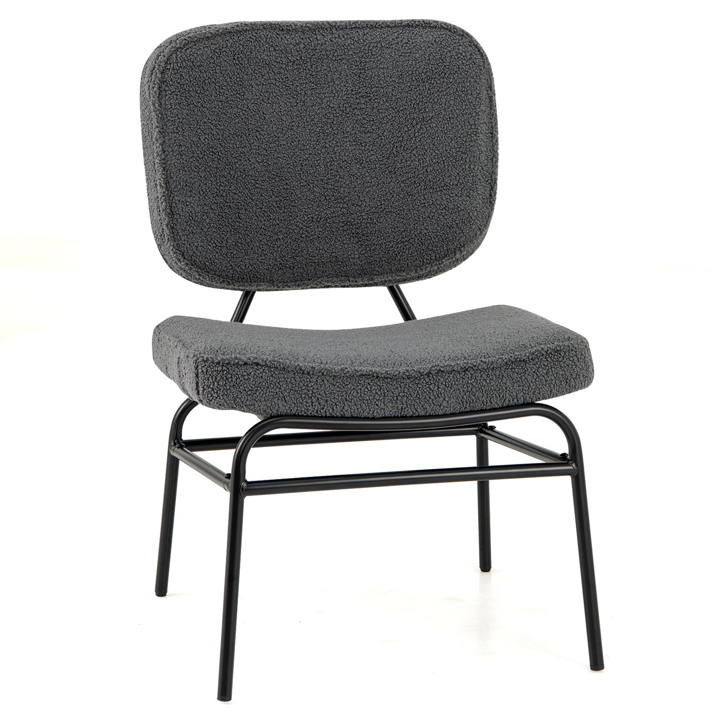 Sherpa Upholstered Accent Reading Chair, Gray Armless Chairs Gray at Gallery Canada