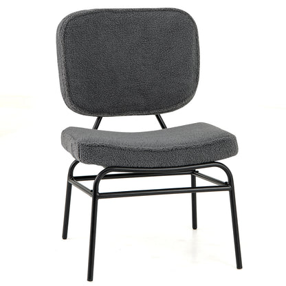 Upholstered Accent Chair Sherpa Reading Chair with Sponge Padding, Gray Armless Chairs at Gallery Canada