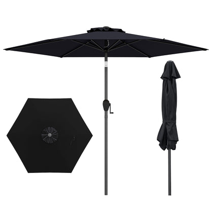 7.5 feet Outdoor Patio Heavy Duty Market Umbrella with Push Button Tilt, Black Outdoor Umbrellas at Gallery Canada