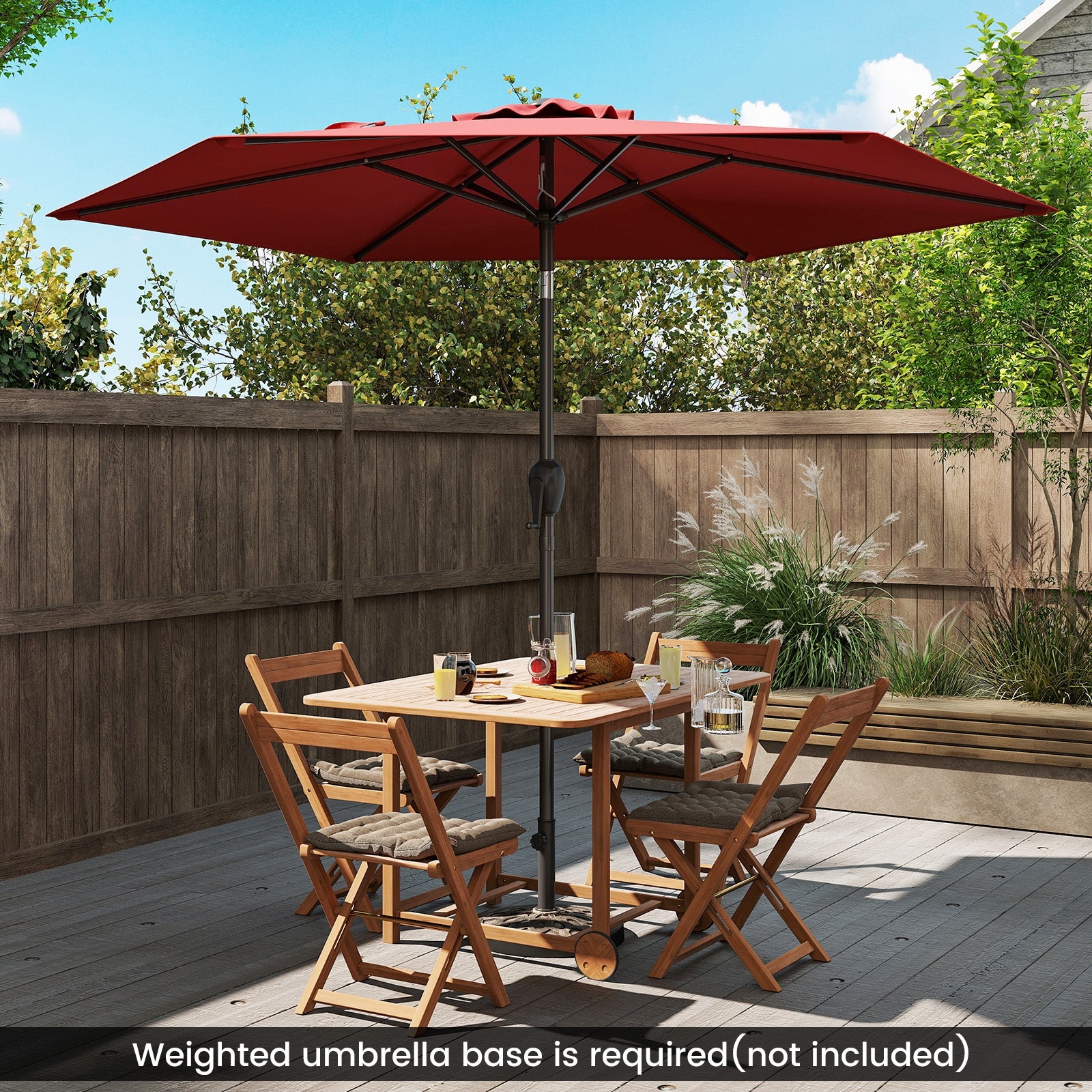 7.5 Feet Outdoor Patio Market Umbrella, Push Button Tilt, Burgundy Outdoor Umbrellas at Gallery Canada