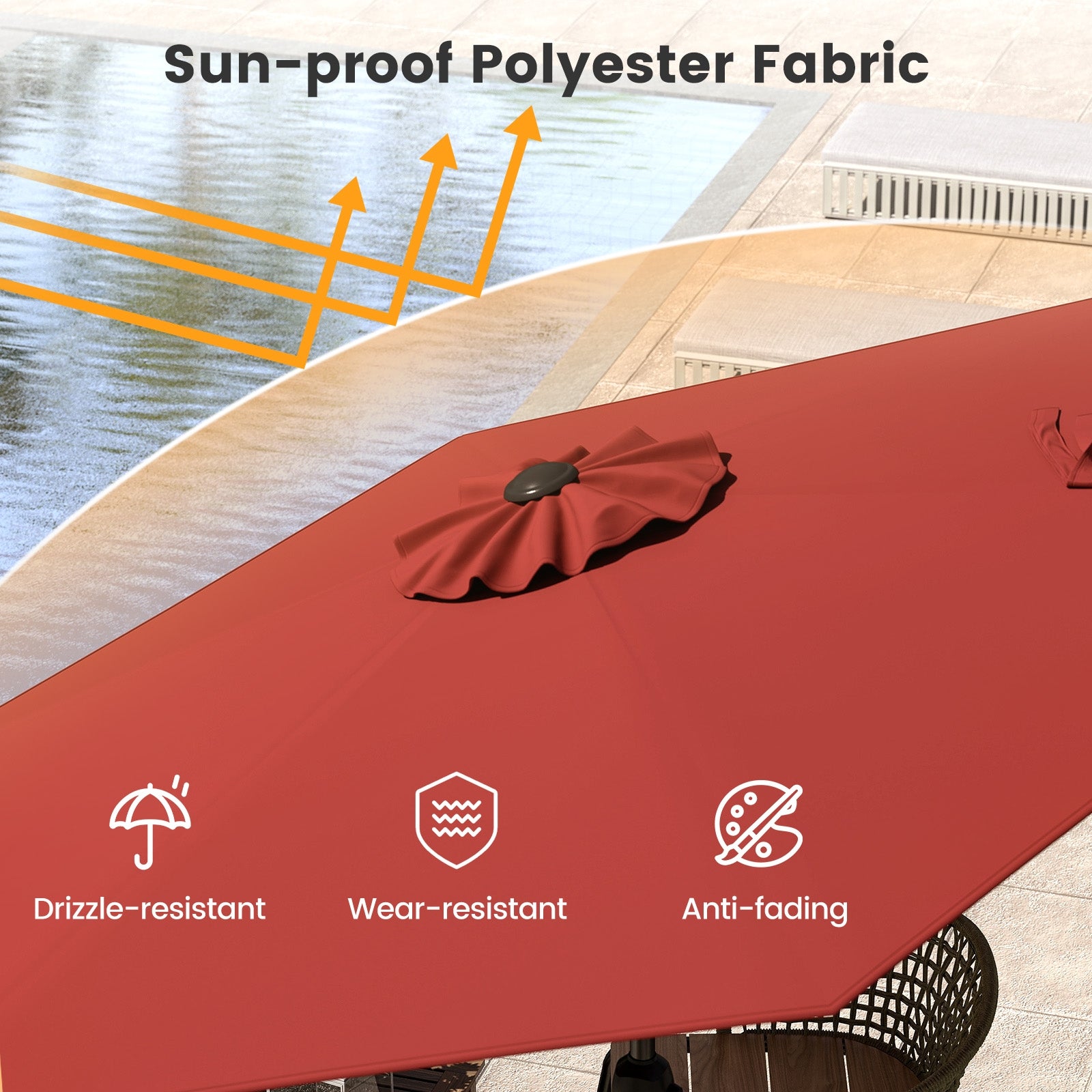 7.5 Feet Outdoor Patio Market Umbrella, Push Button Tilt, Burgundy Outdoor Umbrellas at Gallery Canada
