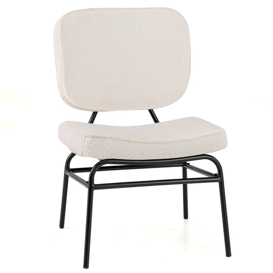 Sherpa Upholstered Accent Chair, Sponge Padding, Beige Armless Chairs Beige at Gallery Canada