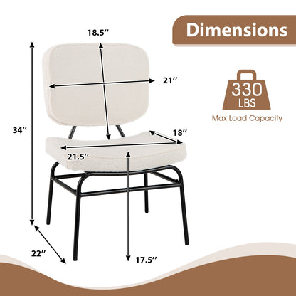 Upholstered Accent Chair Sherpa Reading Chair with Sponge Padding, Beige Armless Chairs at Gallery Canada
