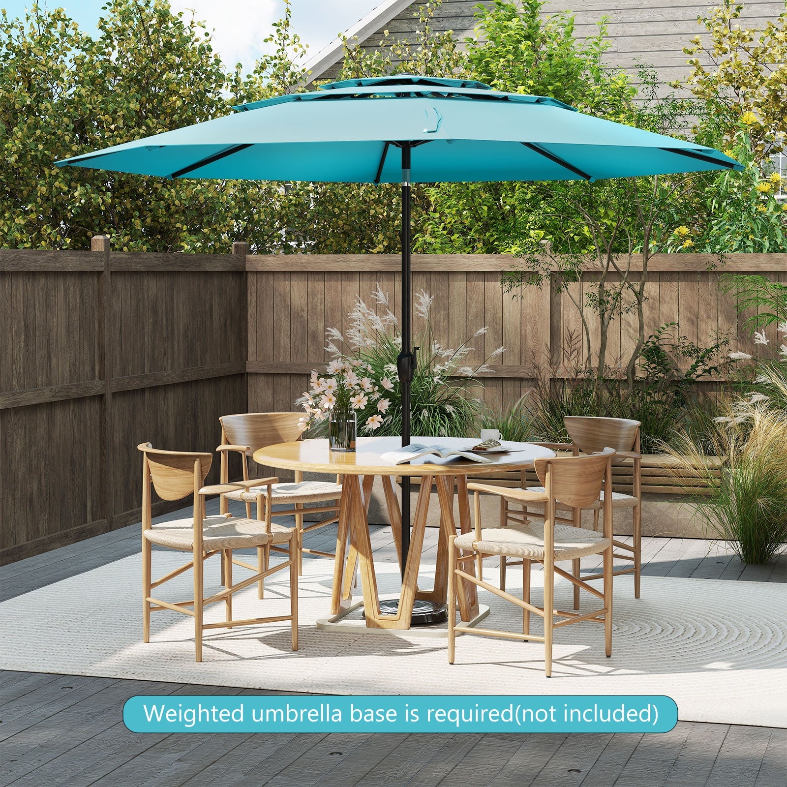 10 ft 3-tier Vented Patio Umbrella with Push Button Tilt, Green Outdoor Umbrellas at Gallery Canada