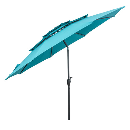 10 ft 3-tier Vented Patio Umbrella with Push Button Tilt, Green Outdoor Umbrellas at Gallery Canada