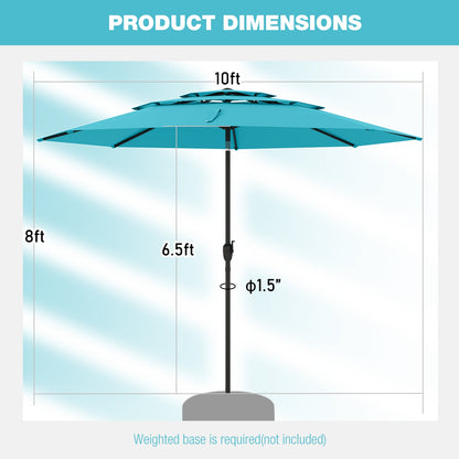 10 ft 3-tier Vented Patio Umbrella with Push Button Tilt, Green Outdoor Umbrellas at Gallery Canada