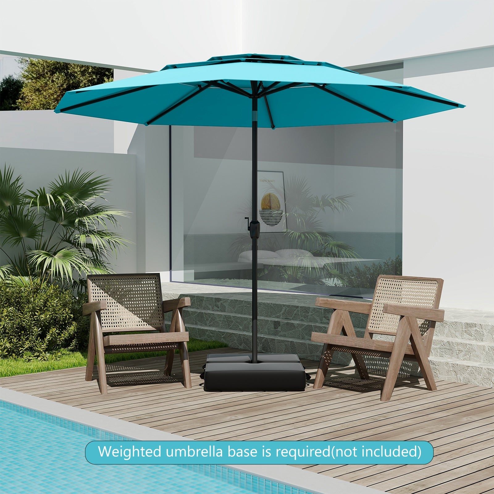 10 ft 3-tier Vented Patio Umbrella with Push Button Tilt, Green Outdoor Umbrellas at Gallery Canada