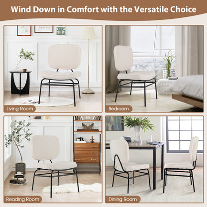 Upholstered Accent Chair Sherpa Reading Chair with Sponge Padding, Beige Armless Chairs at Gallery Canada